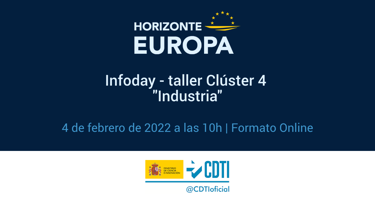 Infoday – taller Clúster 4 «Industria», de Horizonte Europa